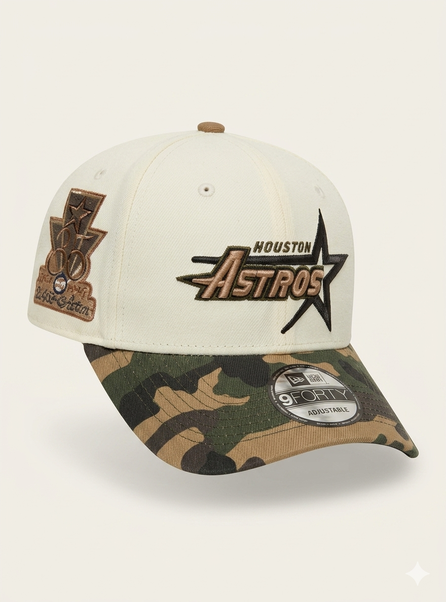 New Era 9FORTY A-Frame MLB Houston Astros Chrome Camo Vintage Star Script Cap