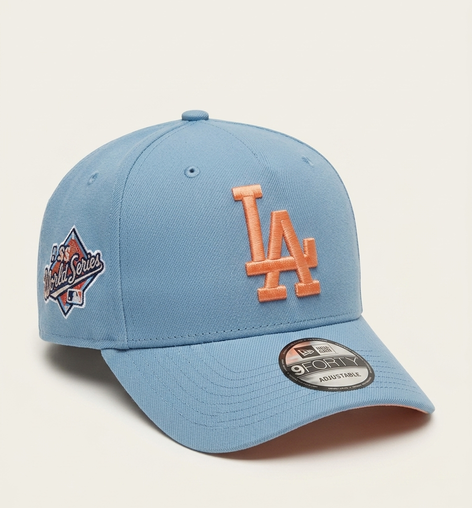 New Era 9FORTY A-Frame MLB Los Angeles Dodgers Sky Blue Salmon Cap