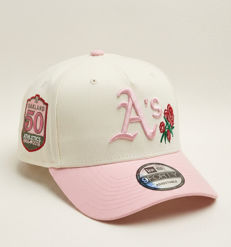 New Era 9FORTY A-Frame MLB Oakland Athletics Chrome White Pink Rose Edition Cap