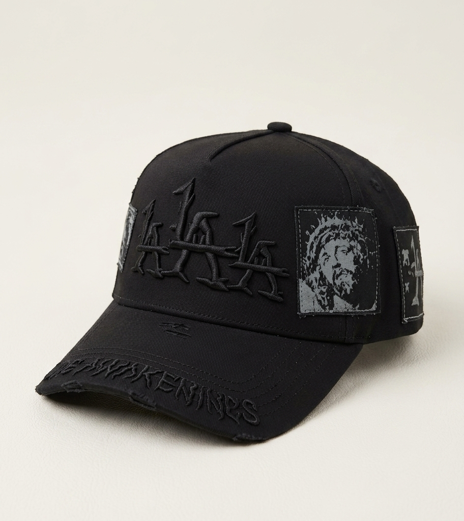 The Awakenings All Black Gothic Trucker Cap Custom Embroidery Patch Edition