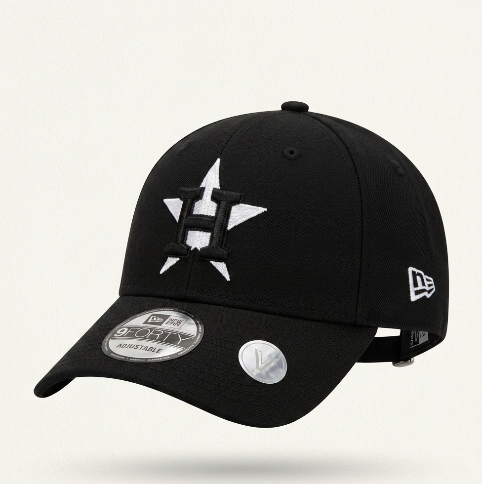 New Era 9FORTY A-Frame MLB Houston Astros Black Star Logo Monochrome Cap