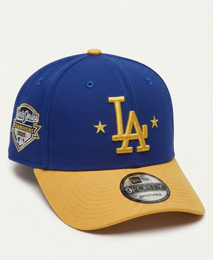 New Era 9FORTY A-Frame MLB Los Angeles Dodgers Royal Blue Gold Stars Cap
